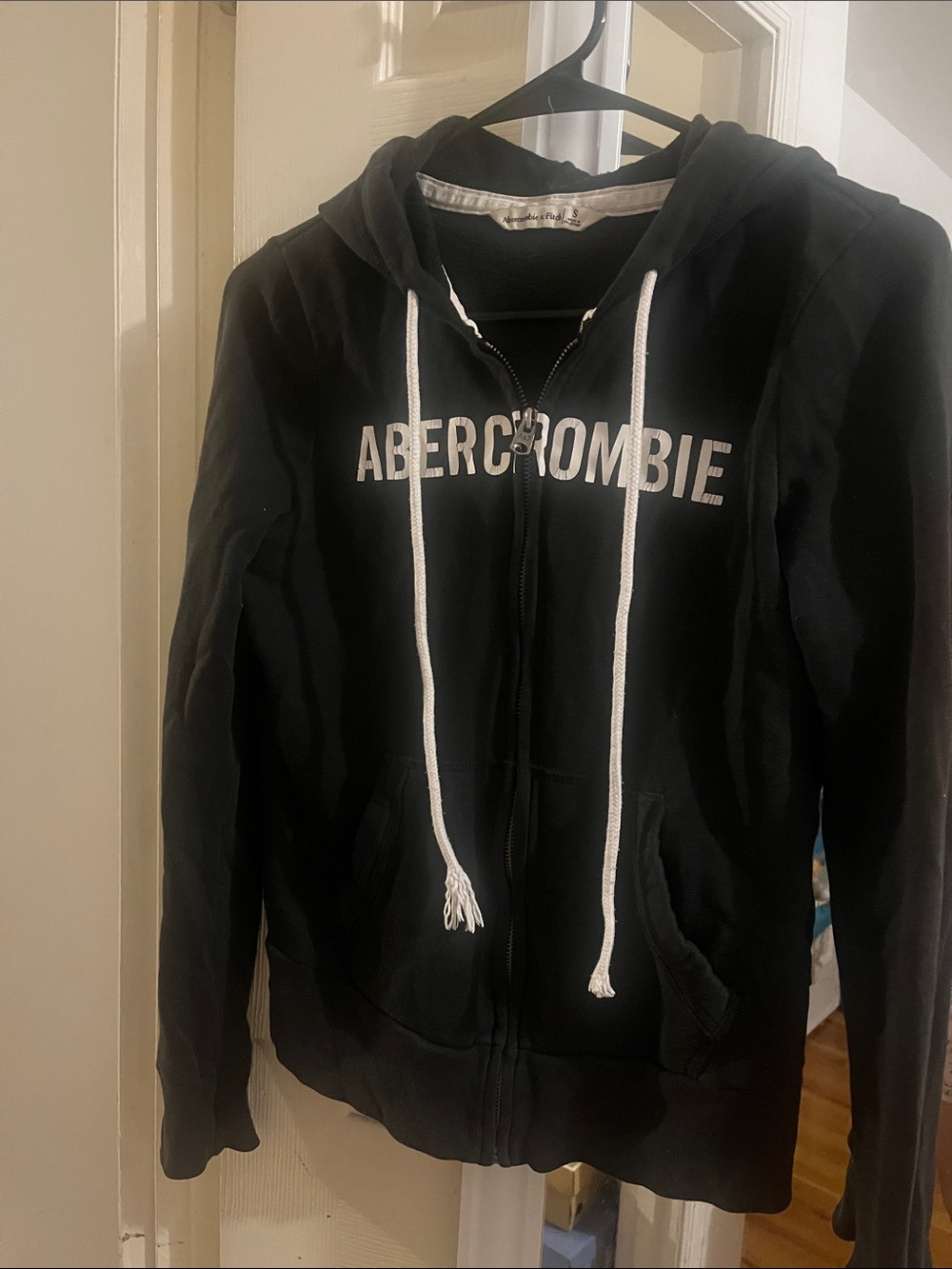 Abercrombie & Fitch Black Hoodie with White Lettering